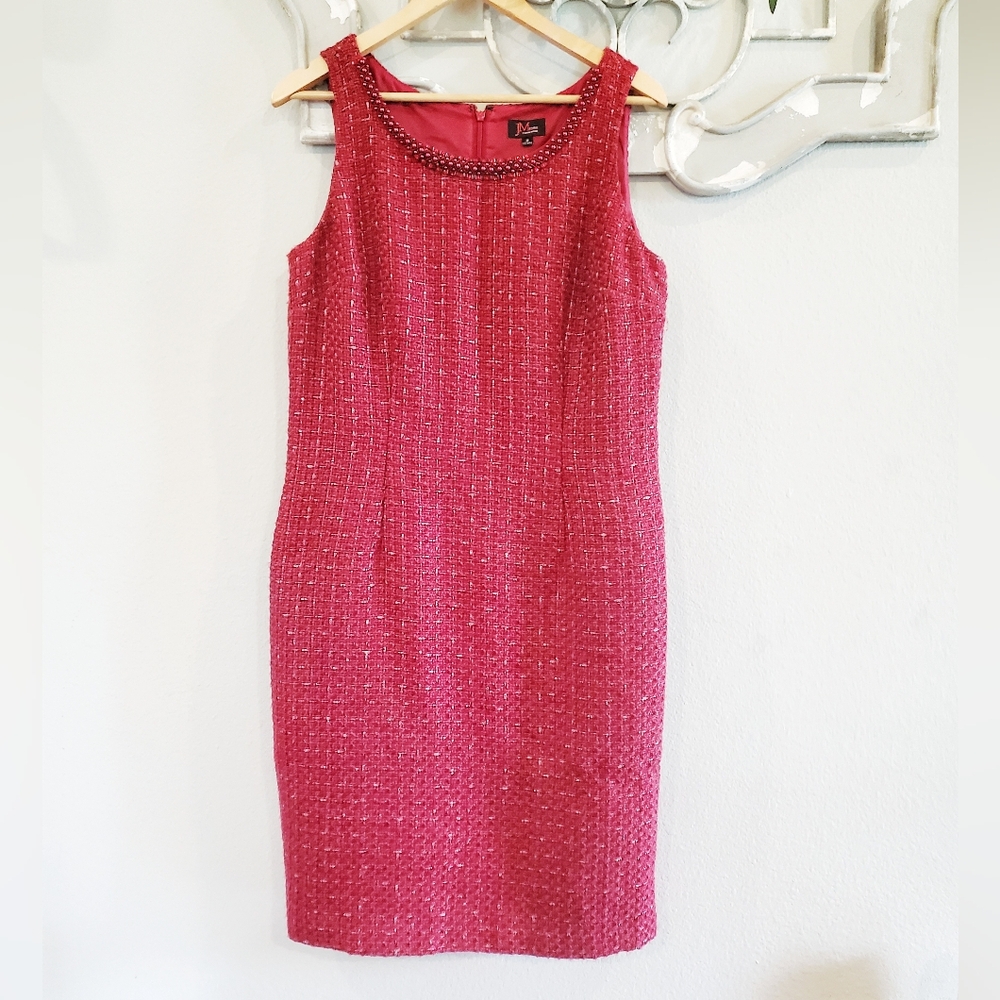 JM Studio by John Meyer - Vintage Tweed Red Beaded Dress - Women's Size 12